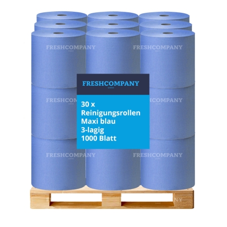 30 Putztuchrollen Maxi blau 3-lagig 1000 Blatt