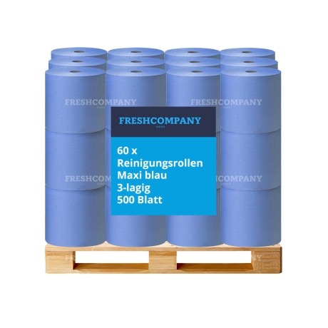 60 Putztuchrollen Maxi blau 3-lagig à 500 Blatt