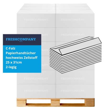 32 x 2800 C-Falz Faltpapierhandtücher, 100% Recycling, naturweiss 25 x 31cm 2-lagig