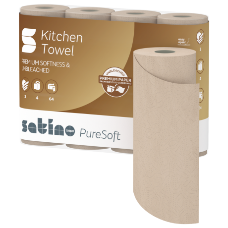 32 x Küchenrollen Satino PureSoft 3lg, soft beige, Recycling 