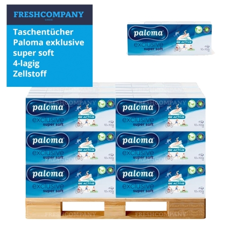 30000 Taschentücher Paloma exklusive super soft 4-lagig, Zellstoff Palette klein^