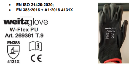 HANDSCHUHE WEITAGLOVE W-FLEX schwarz, gute Abrieb- und Reissfestigkeit