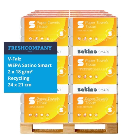 32 x 4020 V-Falz Papierhandtücher WEPA Satino Smart 2 x 18 g/m², Recycling 24 x 21 cm