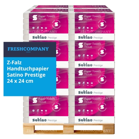 32 x 3750 Z-Falz Papierhandtücher Wepa Satino Prestige Supersoft 2-lg, Zellstoff 24 x 24 cm