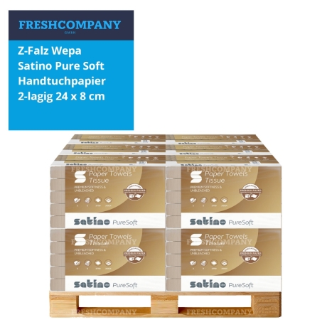 10 x 3750 Z-Falz Wepa Satino Pure Soft Handtuchpapier, 2-lagig  24 x 8 cm