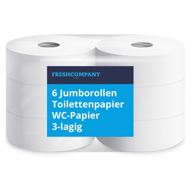 6 Jumborollen Toilettenpapier, WC- Papier 3-lagig
