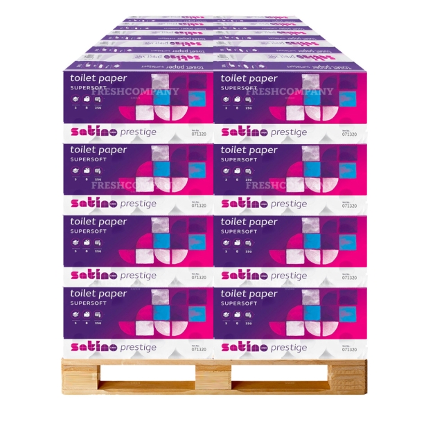33 x 64 Rollen Toilettenpapier WEPA Satino Prestige  3-lagiges WC-Papier 250 Blatt, 1 Palette