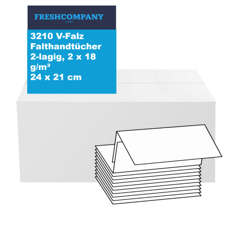 3210 V-Falz Papierhandtücher Zellstoff hochweiss, 2-lagig, 18 g/m², 24 x 21 cm